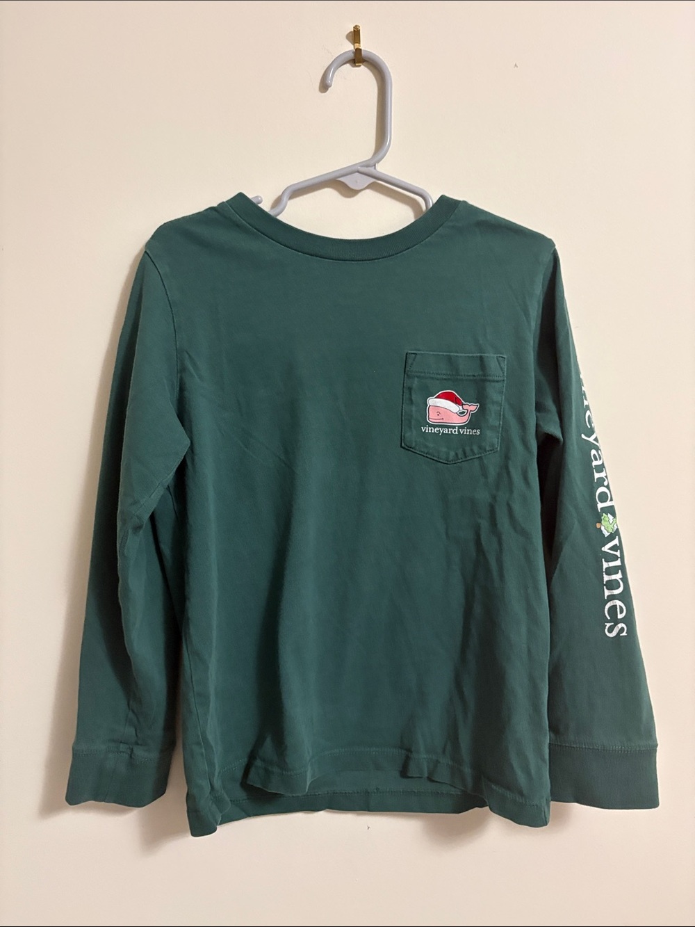 Vineyard Vines Kids Green Long-Sleeve Pocket Tee